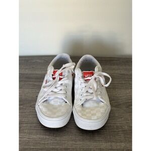 VANS Old Skool Women's White Checkerboard/Red Detail Sneakers Size 7 Low Top